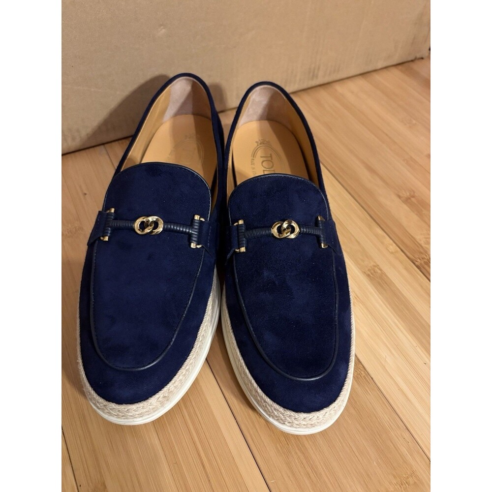 Tod's Double T Ring Suede Raffia Loafers Women's Size 9.5 — Tan/Natural - Picture 8 of 10